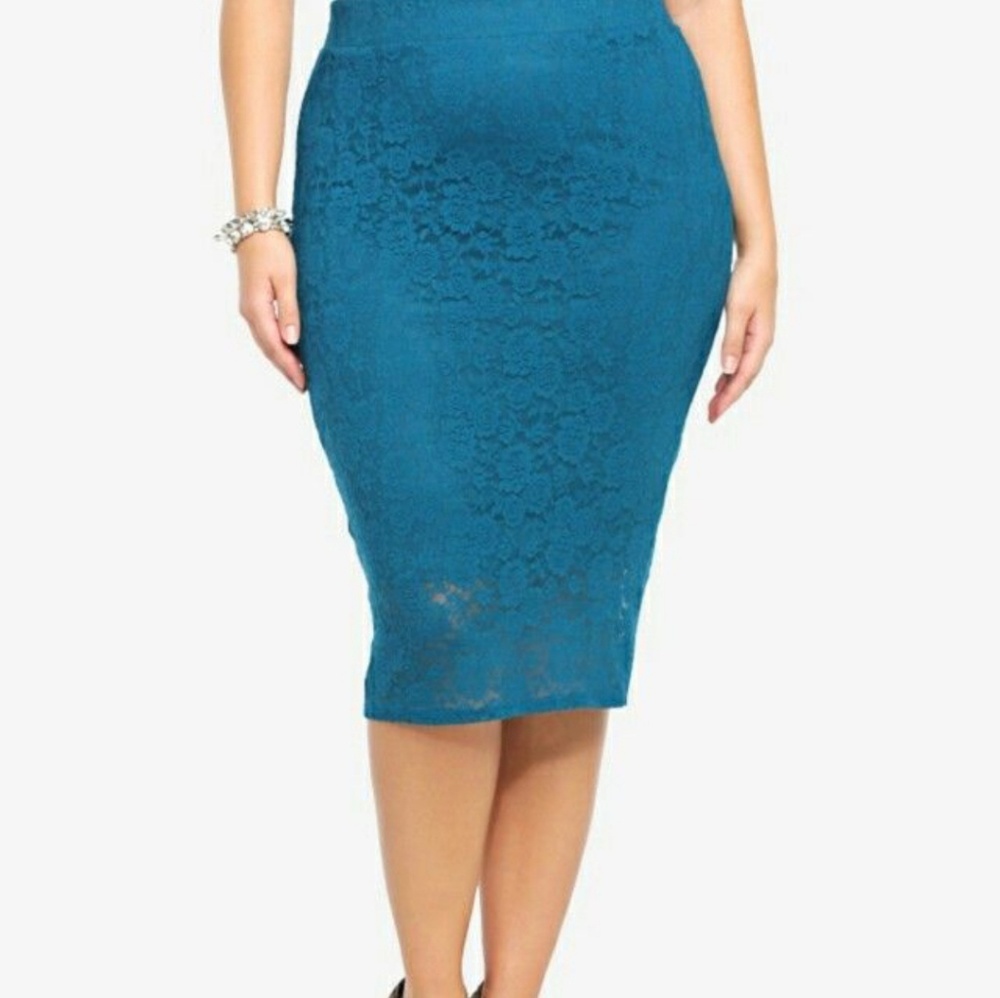 Teal lace skirt